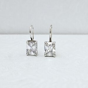 Silpada Sterling Silver CZ Rectangular Faceted Drop Earrings W0353 FIRM